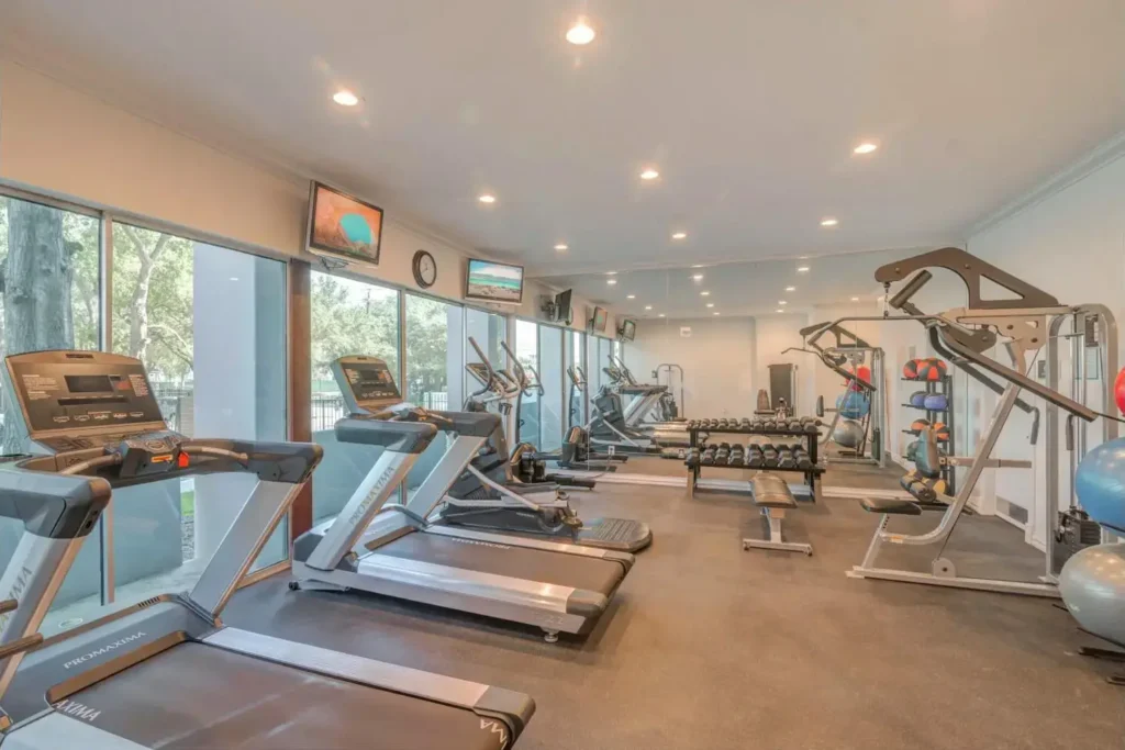 Gym at Cabochon at River Oaks pet-friendly apartments in Houston